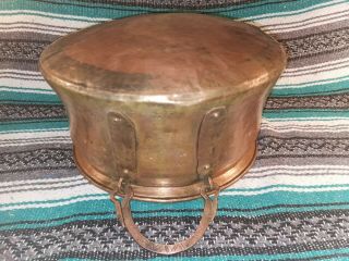 13 " (33cm) Antique Hand Hammered Solid Copper Cauldron Dovetailed Copper Hardware