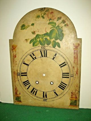 Antique American Pennsylvania Tall Case Grandfather Clock Dial Hand Painted