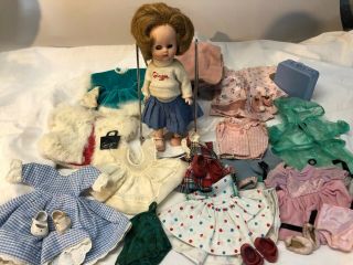 Vintage Ginger Doll,  With Clothes And Accessories.