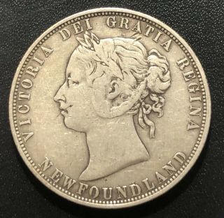 Canada (newfoundland) 1874 50 Cent Silver Coin: Victoria - Scarce