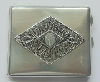 Solid Silver/niello Cigarette Case " 1943 To Sgt Ames By Mess Members " 133grms