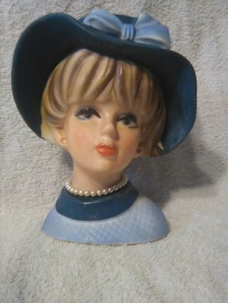Vintage Napcoware Lady Head Vase.  Ceramic,  Hat & Necklace