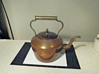 Antique Copper & Brass 1 Gallon Teapot With Lid