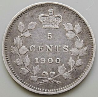 1900 - Round 00 Variety - Canada Canadian Silver 5 Cent Victoria Coin