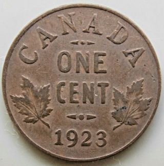 1923 Canada Canadian Small 1 Cent Coin - Key Date