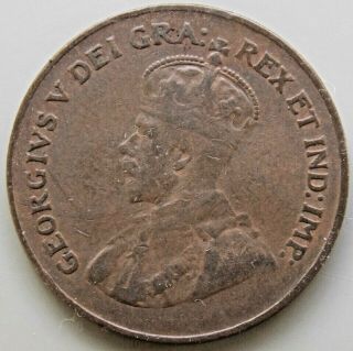 1923 Canada Canadian Small 1 Cent Coin - Key Date 2