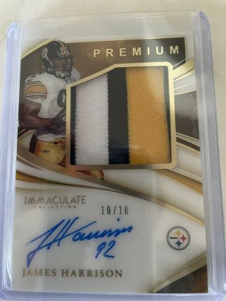 James Harrison Pittsburgh Steelers 2020 Immaculate Patch Auto 10/10