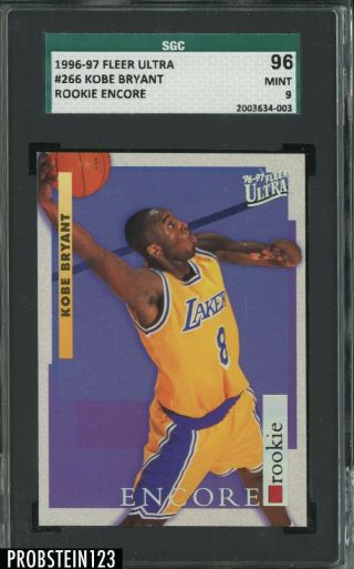 1996 - 97 Fleer Ultra Rookie Encore 266 Kobe Bryant Lakers Rc Hof Sgc 96 9