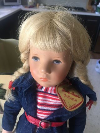 Vintage Kathe Kruse Stoffpuppe Girl Doll 15 Inch - Soft Body Plastic Head Germ.  Mnt