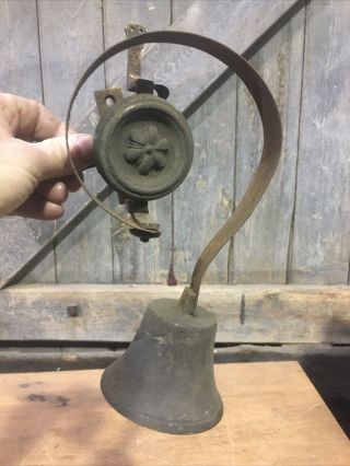 Antique Victorian Brass Door Bell Butlers Shop Door Bell Spring Brass Bell Rusty