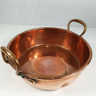 Antique Copper Jam / Preserve Pan With Two Handles 30cm Country Kitchen Piece