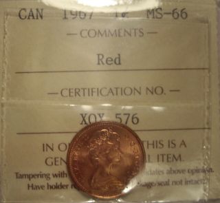 Gem Elizabeth Ii 1967 Small Cent - Iccs Ms - 66 (xox 576)