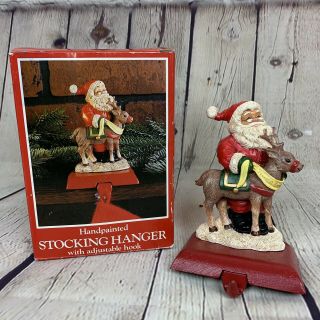 Vintage Potpourri Press Christmas Stocking Hanger Santa Claus Duet 1992 Holiday