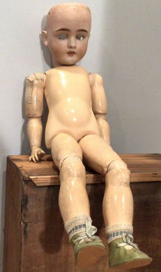 Antique German Bisque Kley Hahn K.  H.  Walkure Toy Doll Standing 26” Tall