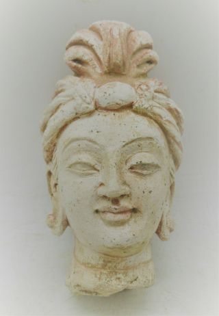 Museum Quality Ancient Gandhara Stucco Statue Fragment - Buddha Head - 200 - 300ad