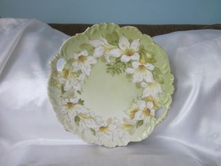Antique P.  T.  Gemany Flowers Cake Plate 9.  5 "