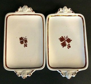 Mellor Taylor & Co England Stone China Tea Leaf Handled Dishes Set Of 2 Antique