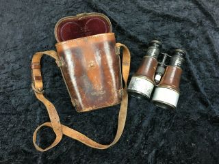 Vintage Antique Ross London 1909 Collectable Binoculars Leather Case