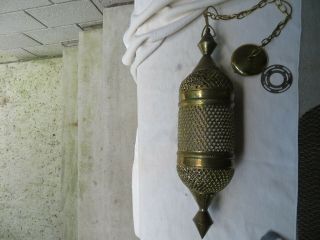 Mid Century Brass Hanging Pendant Lamp Light Moroccan Swami Majaraji Style