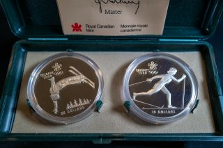 1988 Canadian - Calgary Olympics (freestyle/xc Ski) Coin Set -.  925 Silver
