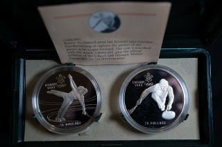1988 Canadian - Calgary Olympics Skating/curling Coin Set (. 925 Silver)