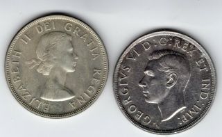 1955 & 1939 Canadian Silver Dollars 80 Silver Canada Coins you grade 2