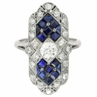 Vintage Art Deco 1.  30 Ct Round Cut Diamond Antique Engagement Wedding Ring