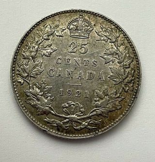 1921 Canadian Canada 25 Cents Key Date Quarter Dollar