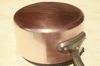 Antique French Copper Saute Saucepan Stamped Lined 1.  5mm 8.  1inch 3.  3lbs