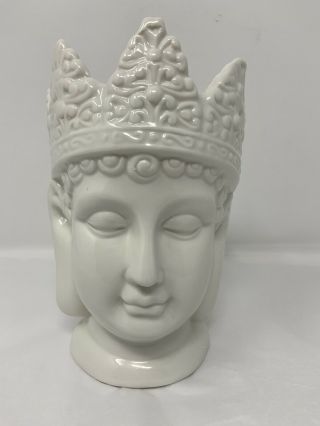 Shakyamuni Crowned Buddha Porcelain Head Statue 7” Buddhist Chinese Tibetan