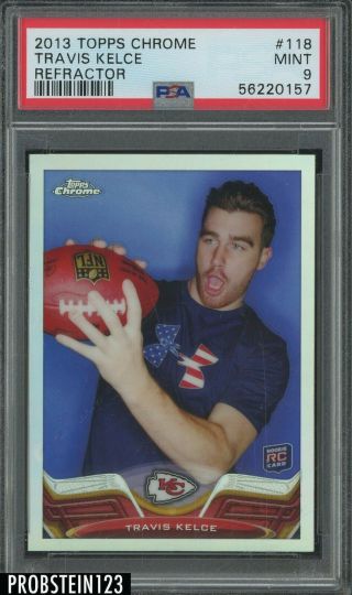 2013 Topps Chrome Refractor Travis Kelce Chiefs Rc Rookie Psa 9