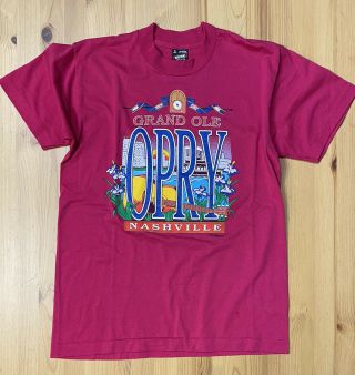 Vintage Grand Ole Opry Nashville Tn Pink T - Shirt Tee Guitar Single Stitch Sz M