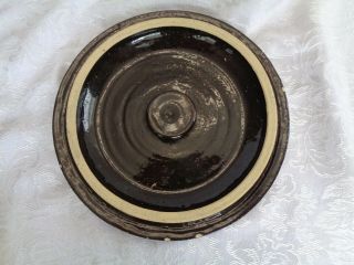 Antique Stoneware Crock Lid Only 9 1/2 " Diameter (8 " Inside Lip)