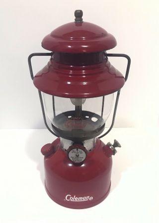 Coleman 200a Cherry Red 1/63 Single Mantle Rare Vintage Camping Gas Lantern 1963