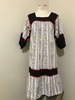 Krist Gudnason Vintage Southwest Aztec Kaftan Dress Size Medium Caftan Mumu