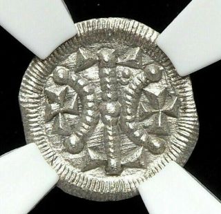 Hungary.  Bela Ii,  1131 - 1141,  Silver Denar,  Ngc Ms63