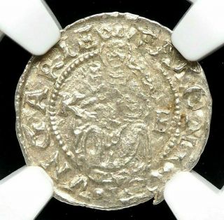Hungary.  Ferdinand I Silver Denar,  1553 - Kb,  Ngc Ms63,  State