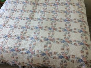 Arch Quilt Rare Vintage Wedding Ring 84” X 100” With Sham