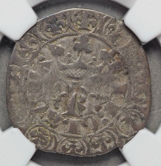 France.  Charles V,  1364 - 1380.  Silver Blanc,  Ngc Vf25