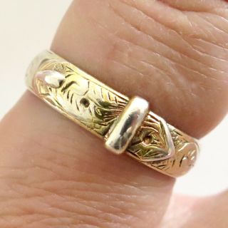 Antique 1881 Victorian Sterling Silver Gilt Gold Buckle Band Ring