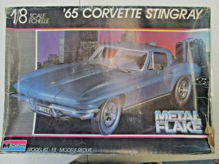 ‘65 Corvette Stingray Blue Metal Flake Monogram Model Car Kit 1/8 Scale