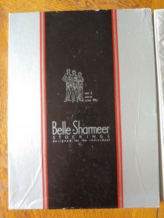 Belle Sharmeer 2 Pairs Vintage Nylon Seamed Stockings Size 9.  5 Cloudflight Tan