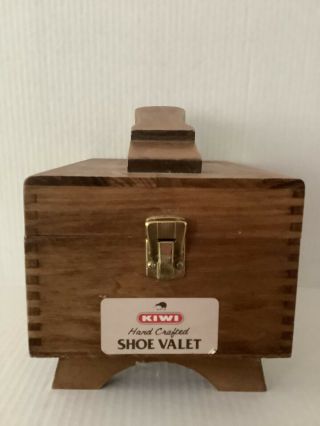 Vintage Wooden Kiwi Crafted Shoe Valet Shoe Shine Box With Brushes & Polish