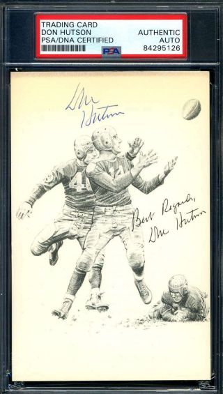 Don Hutson Psa Dna Autographed Hall Of Fame Card Postcard Size Signed