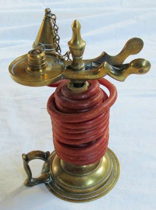 Solid Brass Wax Jack Finger Lamp Candlestick W/snuffer Old Vtg Antique