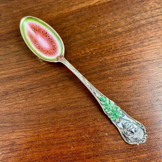 Gorham Sterling Silver & Enamel Souvenir Coffee Spoon Type Ii Watermelon