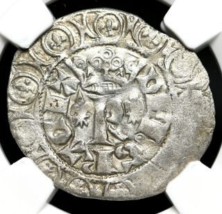 France.  Charles V,  1364 - 1380.  Silver Blanc,  Ngc Au58