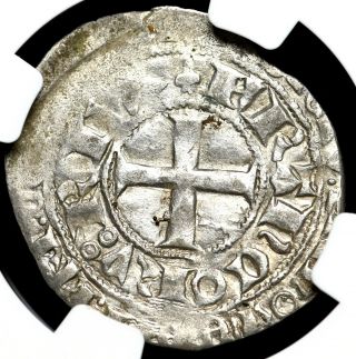 FRANCE.  Charles V,  1364 - 1380.  Silver Blanc,  NGC AU58 2