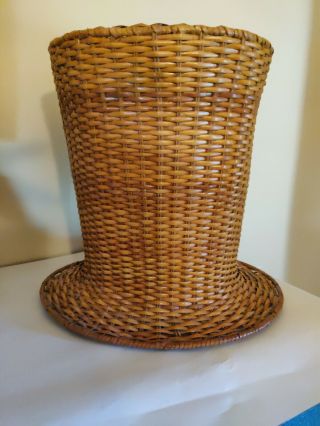 Very Rare Antique Wicker Top Hat Lamp Shade