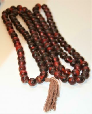 Vintage / Antique 62 " Long Natural Cherry Amber Prayer Beads W/ Tassel,  Faturan